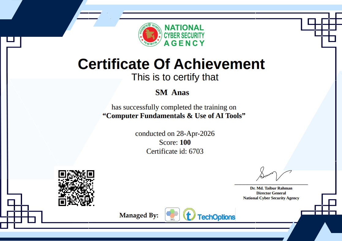 Computer Fundamentals & AI Tools certificate
